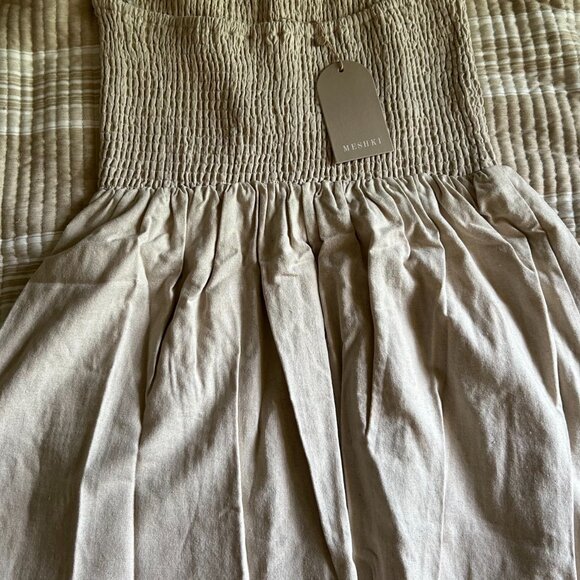 Holland Linen Shirring Mini Dress - Natural from Meshki - Picture 3 of 4